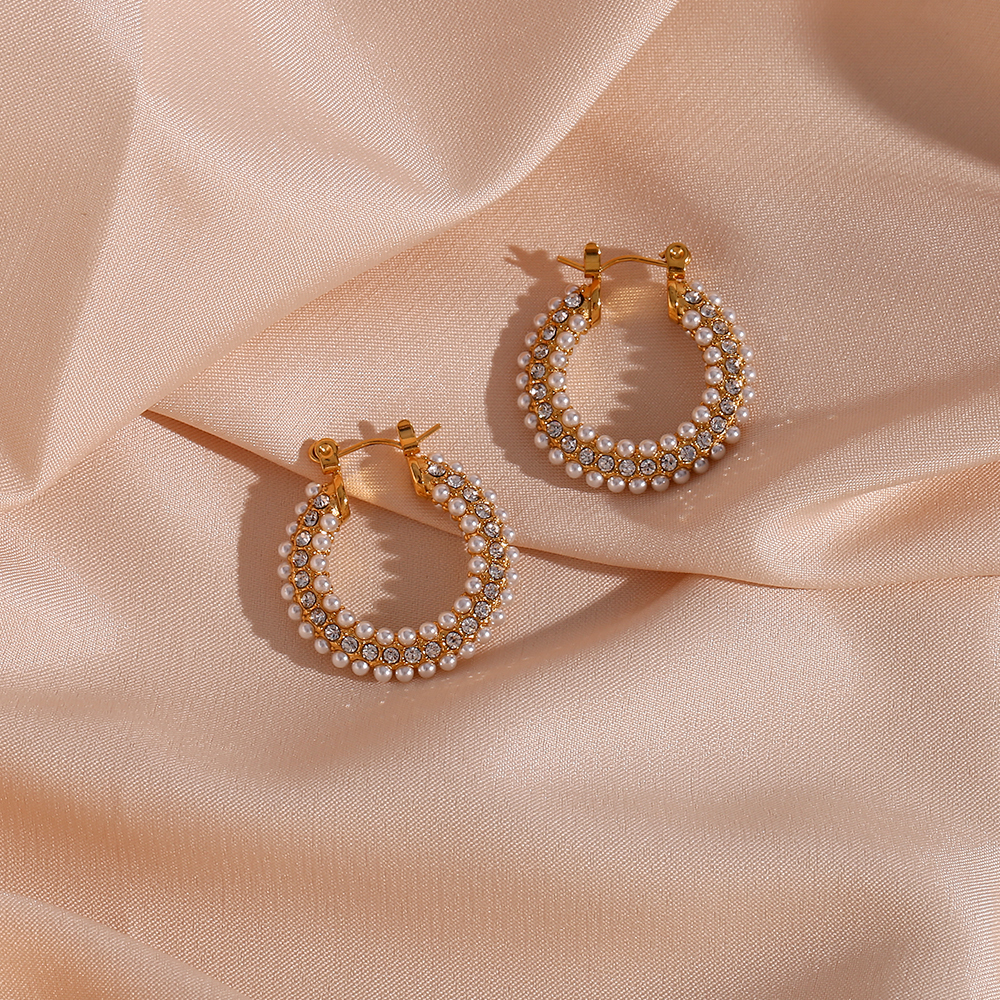 PVD Coated Real Gold Plated 18K Gold Geometric 304 Stainless Steel Fashion Waterproof Non Tarnish Hoop Earrings