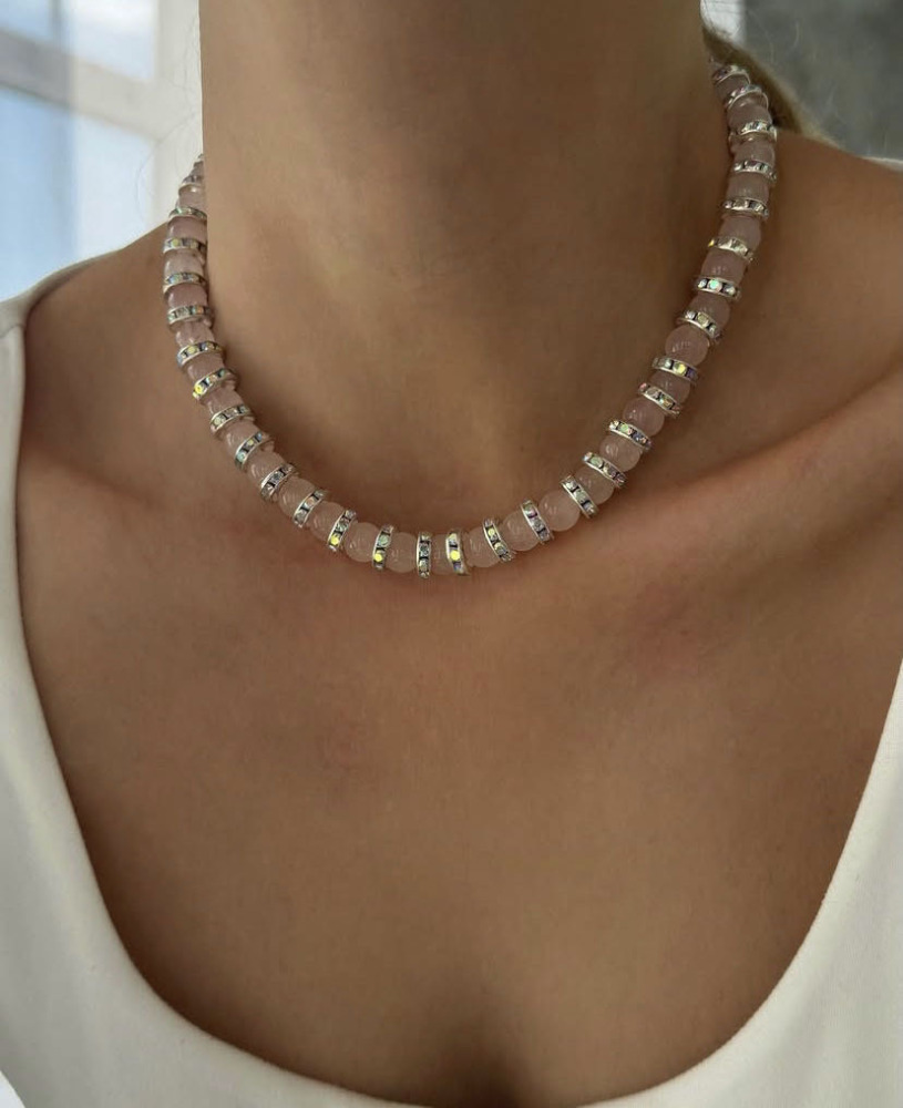 Natural Stone Mixed Beads Necklace Collarbone Chain High-End Sensation Unique Design Titanium Steel U-Shaped Jewelry Accessories For Women