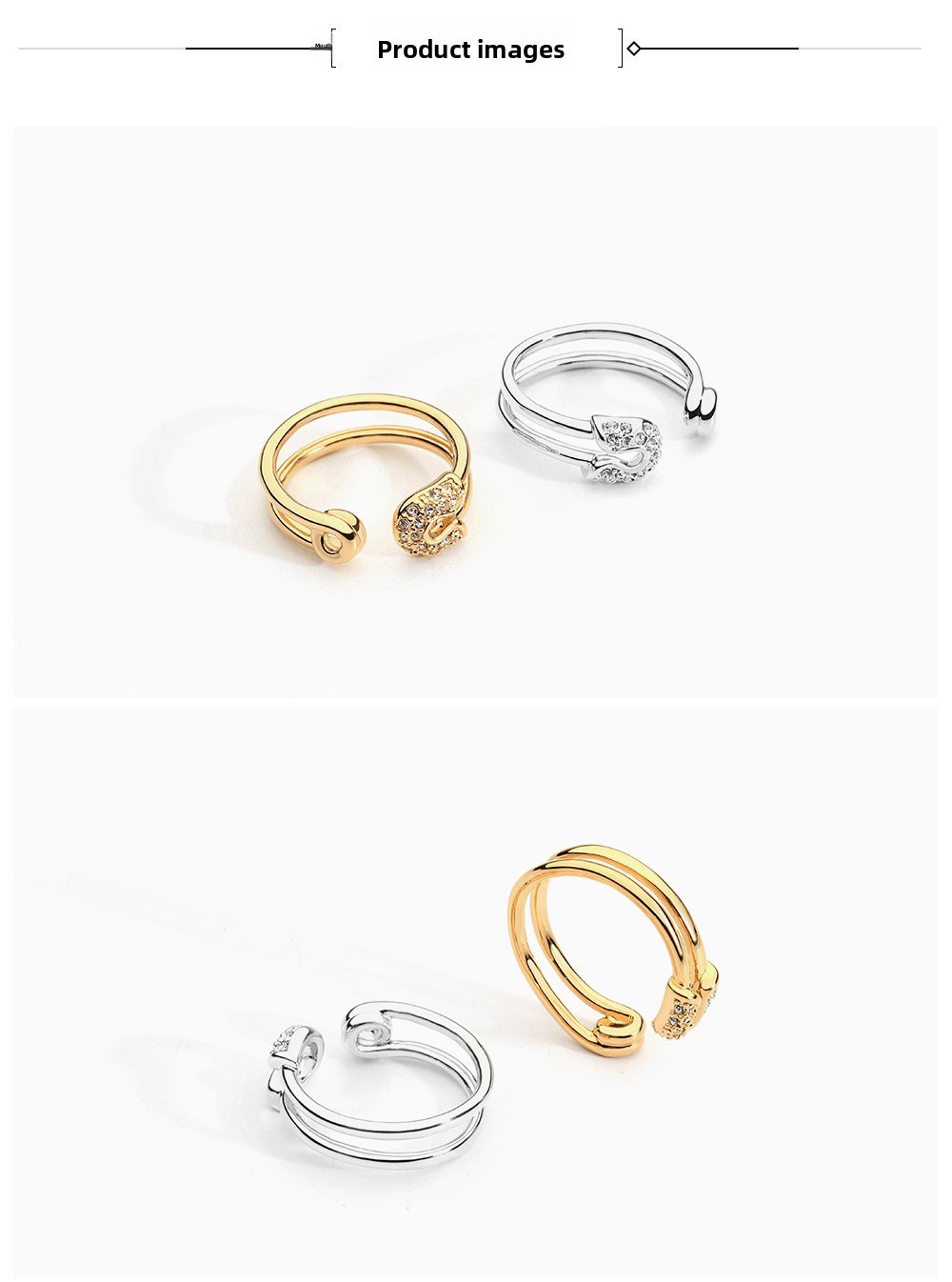 Diamond Ring Open Wedding Geometric Pinch Ring Women's Accessories Geometric