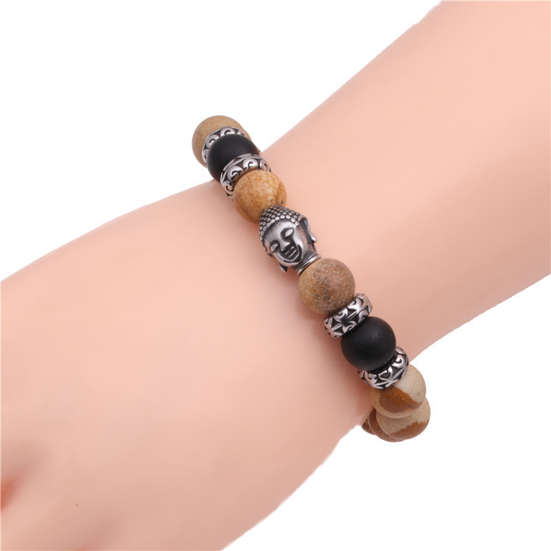 Fashion Bracelets Stainless Steel Woven Adjustable Buddha Head Bracelet