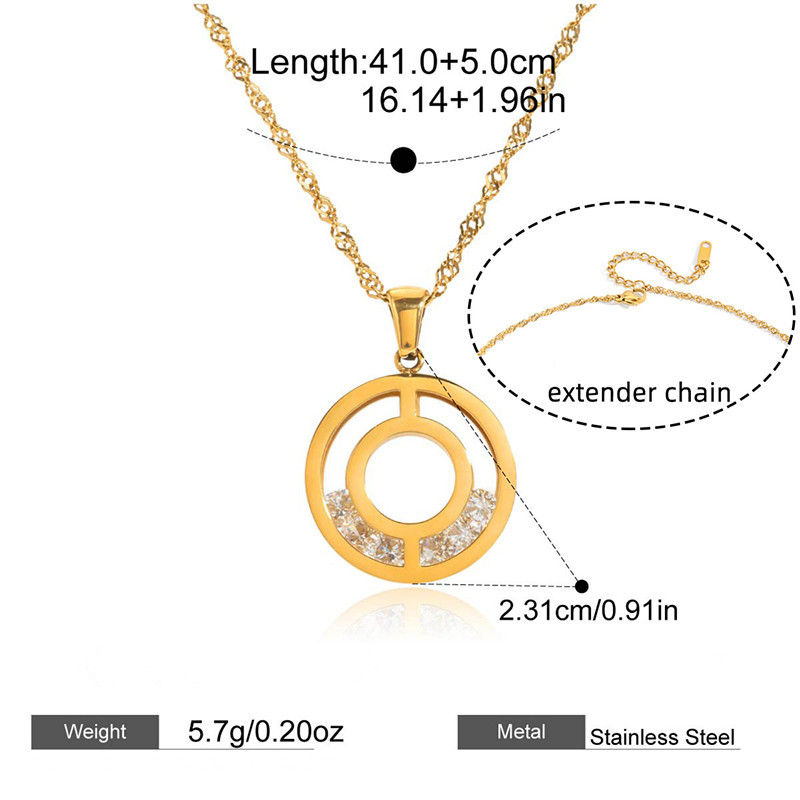 304 Stainless Steel Movable Zircon Vacuum Electroplating (In Furnace) Necklace Accessories For Women Autumn Winter Sweater Chain  Hot-Selling Titanium Steel Jewelry