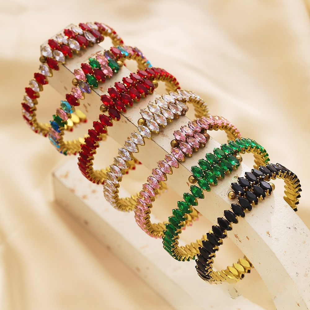 Multicolor Titanium Steel Claw Inlaid Diamond Women's Bracelet Zircon Steel Women's Accessories