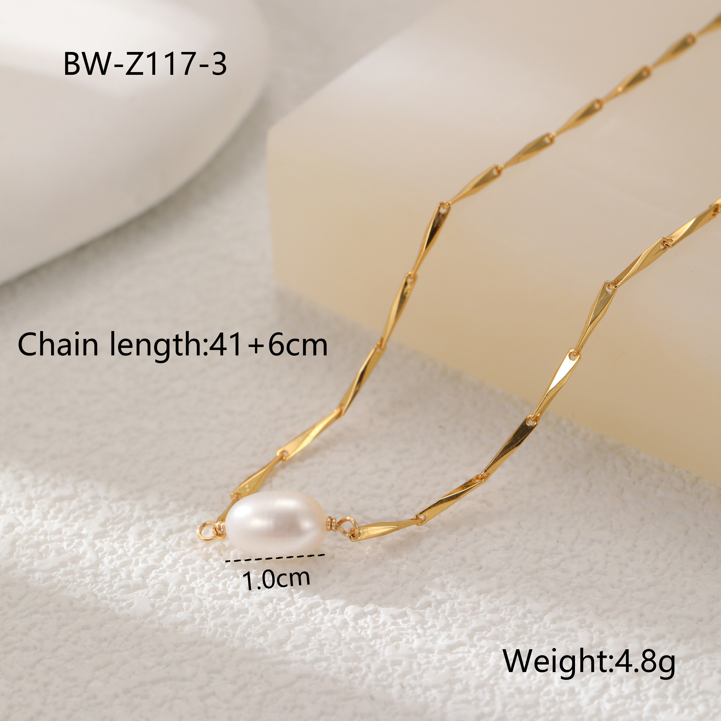 Elegant Long Freshwater Pearl Necklace For Women Simple Stylish 18K Gold Plated Copper Lockbone Chain Layering Jewelry