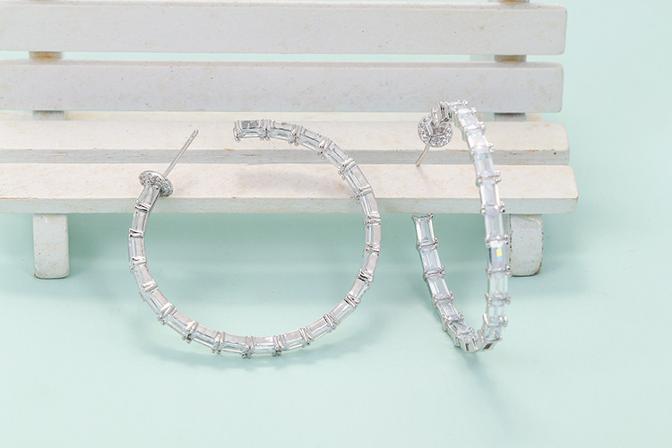 Fashion Round Plating Copper Zircon Copper Earrings