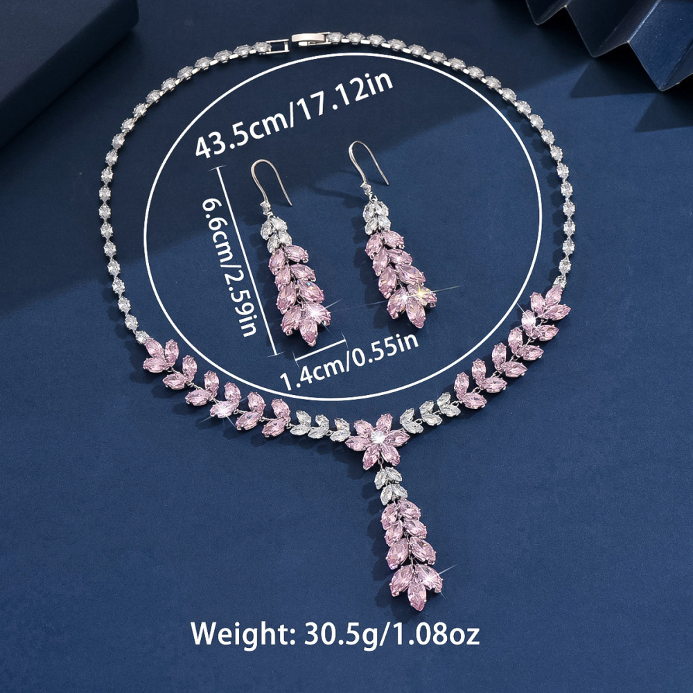 Fashionable Luxury Zircon Maize Tassel Earrings Necklace Bridal Set Elegant Choker Necklace Jewelry Accessories For Women