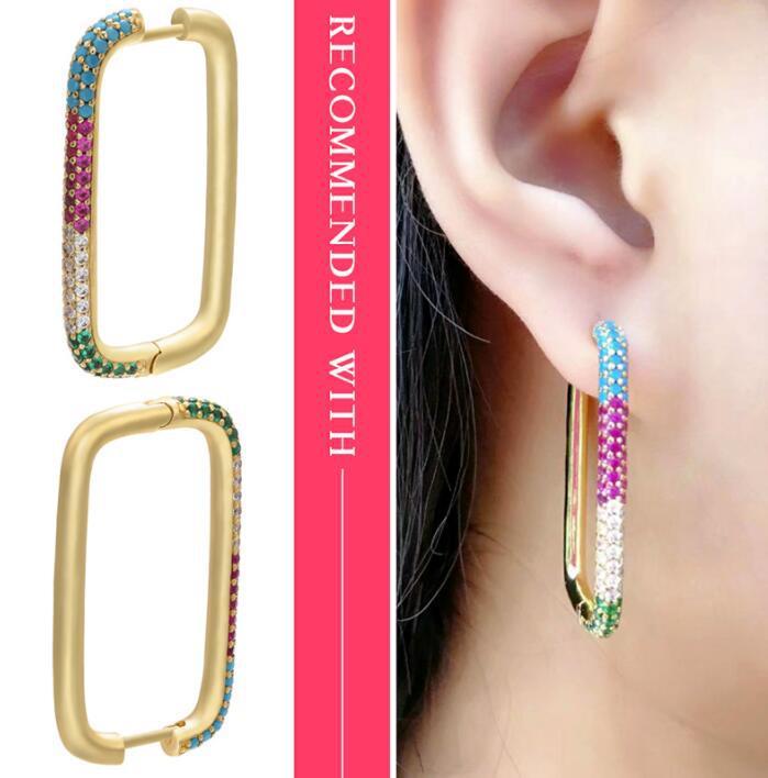 Fashion Geometric Plating Copper Zircon Copper Earrings