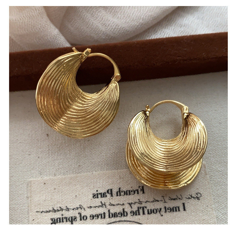 Sexy Large Earrings Trendy Street Style Retro Exaggerated Brass Plated Gold Geometric Pattern Women's Jewelry Fashion Accessories