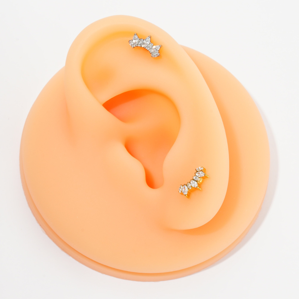 Titanium Alloy Zirconia Women's European Style Fan-shaped Lip Nose Stud Jewelry Accessories Fashion Unisex Lip Decoration