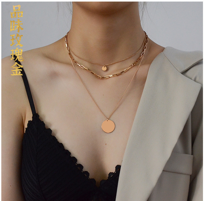 PVD Coated Real Gold Plated Geometric Titanium Steel Fashion Waterproof Non Tarnish Necklace