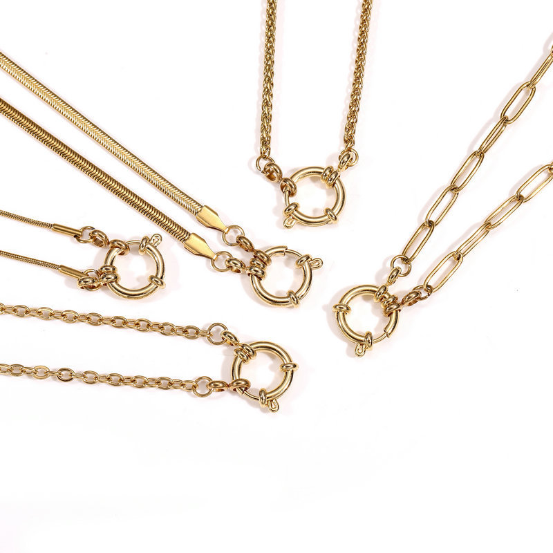 Minimalist Snake Bone Chain DIY Jewelry Stainless Steel 18K Gold Clasp Collarbone Chain Accessories