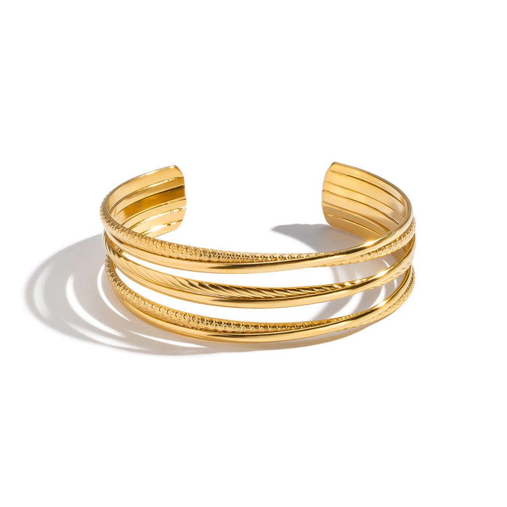Multi-layer Geometric Ring-shaped 18K Gold Plated 304 Stainless Steel Bracelet Accessories Jewelry For Women Eco-friendly Non-fading Yiwu