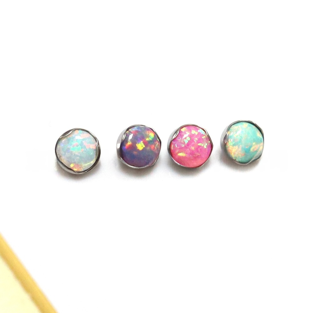 Titanium Lip Studs Wave Edge Opal Belly Button Rings Ear Bone Studs G23 Titanium Alloy Piercing Jewelry Accessories