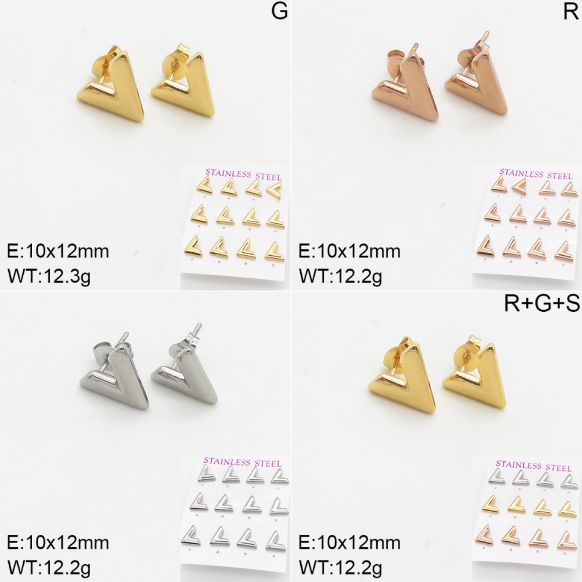 INS New  Fashion Titanium Steel V-Shaped Stud Earrings 18K Golden Stainless Steal Earrings Niche Design High Earrings Women's Stud Earrings