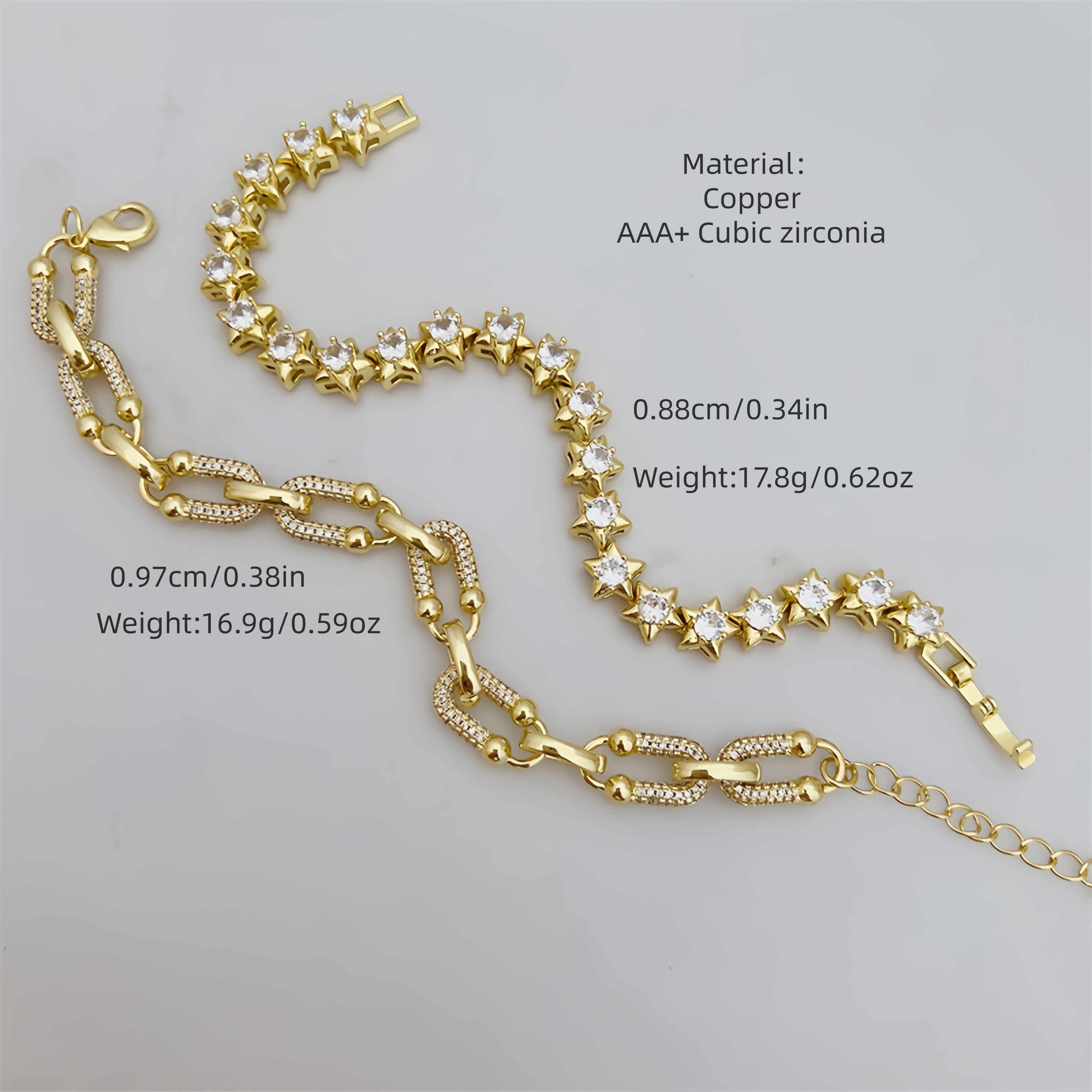 Classic Elegant Style Colorful Zircon Bracelet Fashion High-end Copper Plated 18K Gold Versatile Daily Wear Star Vacuum Plating (Furnace)
