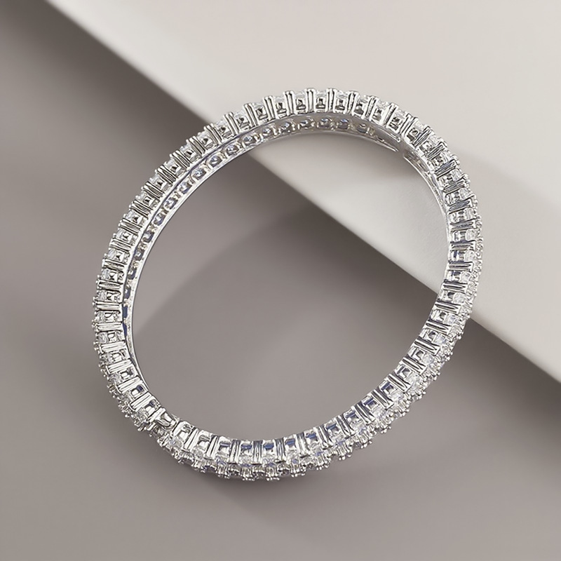 Fashionable Full Diamond Copper Bracelet Unisex Geometric Patterned Jewelry Wish Bestseller Style For Men And Women