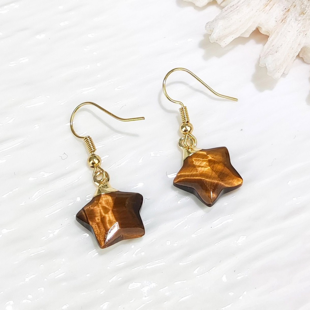 Dani Jewelry Natural White Crystal Pentagram Earrings DIY Accessories Pendant Geometric Pattern Asymmetric Copper Plated