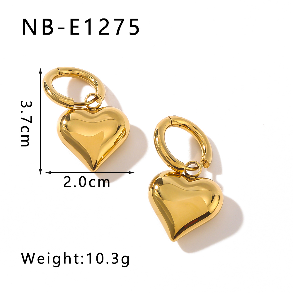 1 Pair Simple Style Classic Style Commute Heart Shape Plating 304 Stainless Steel 18K Gold Plated Drop Earrings
