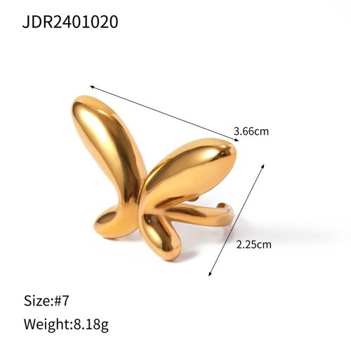 PVD Coated Real Gold Plated Butterfly 304 Stainless Steel Simple Style Classic Style Waterproof Non Tarnish Rings Earrings Necklace