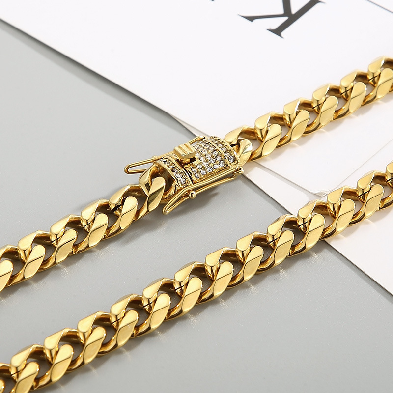 Fashion Geometric Stainless Steel Necklace Inlay Rhinestones Stainless Steel Necklaces