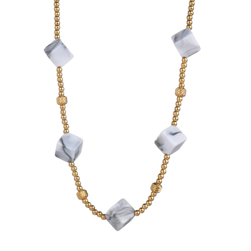 Bohemian Style Geometric Pattern Geometric Block Necklace New Retro High-end 304 Stainless Steel Titanium Steel Women's Jewelry Accessories