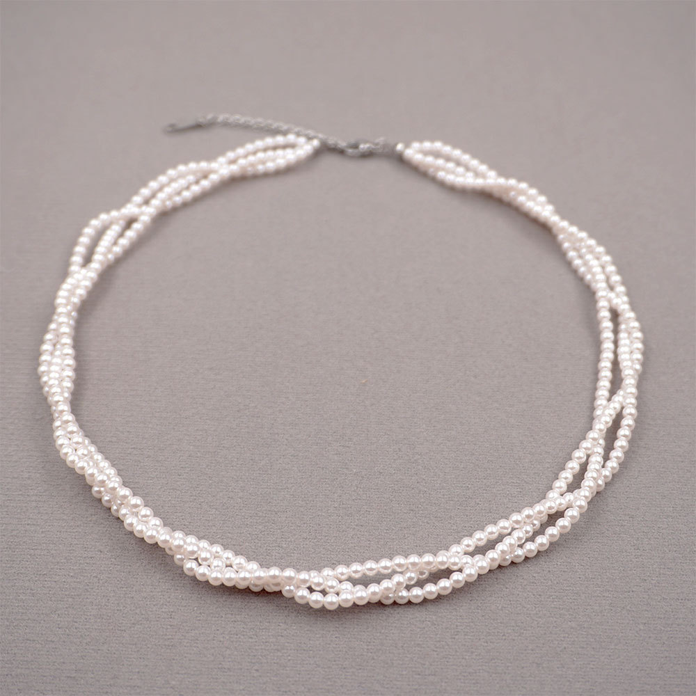 Heb Style Multi-Layer Pearl And Xiaomi Beads Necklace Classic Twisted Chain Layering Artistic Retro Clavicle Chain For Women