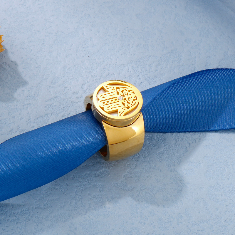 PVD Coated 18K Gold Plated Geometric Titanium Steel Fashion Waterproof Non Tarnish Rings