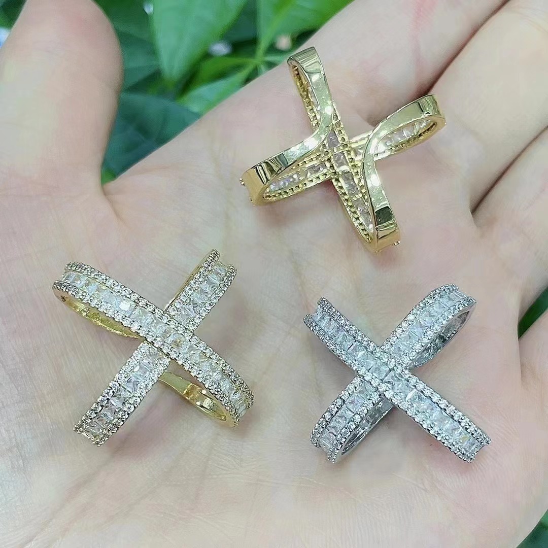 Fashion Solid Color Copper Rings Plating Inlay Zircon Copper Rings