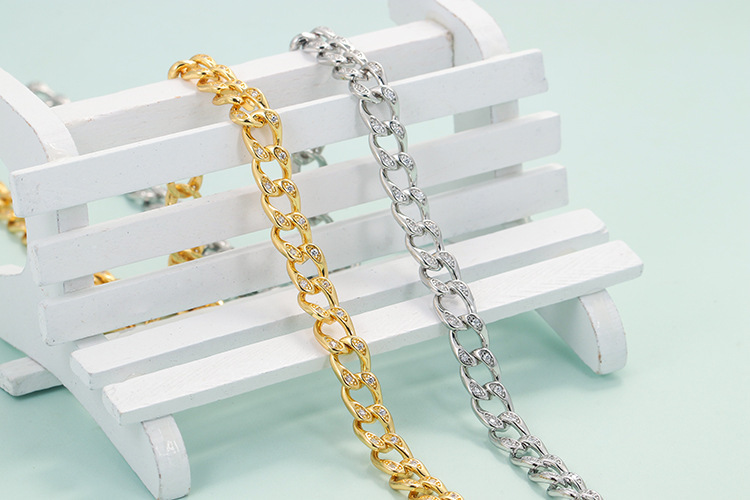 Hip-hop Punk Copper Inlaid Zircon Geometric Thick Beacelet Wholesale