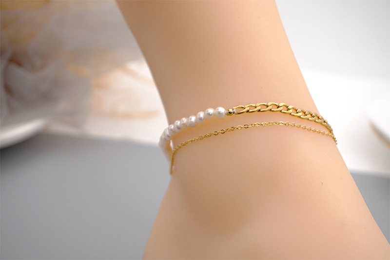 Titanium Steel Pearl Bracelet For Women Simple Summer Friend Bracelet Anklet Jewelry Accessories