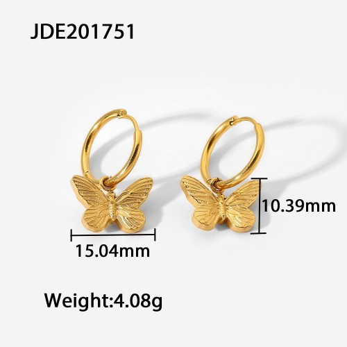 PVD Coated Real Gold Plated Butterfly 304 Stainless Steel Simple Style Classic Style Waterproof Non Tarnish Rings Earrings Necklace