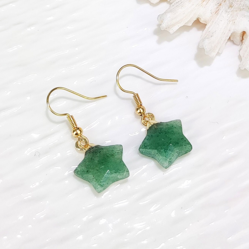 Dani Jewelry Natural White Crystal Pentagram Earrings DIY Accessories Pendant Geometric Pattern Asymmetric Copper Plated