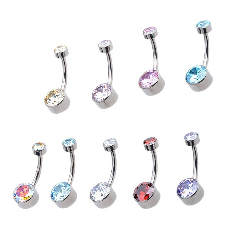 5A Grade Zirconia Titanium Belly Button Ring With Internal Teeth Edge Cylindrical Navel Jewelry Women Body Piercing Accessories