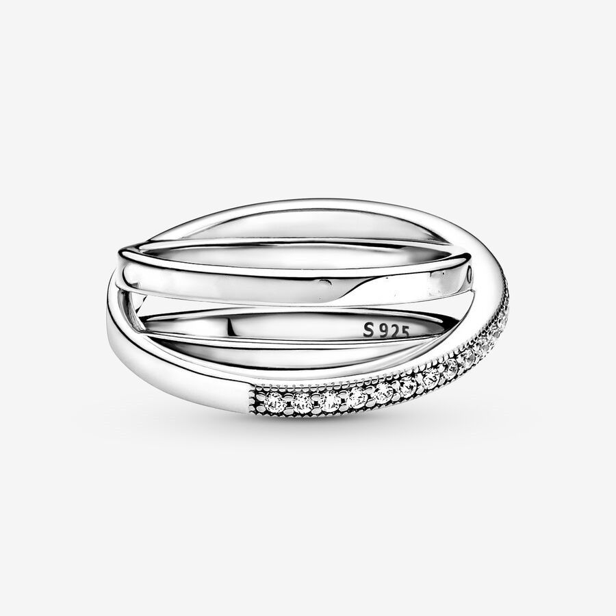 Three-ring Sparkling Wave Four-ring Ring S925 Silver Exquisite High-end Girlfriend Fashion Versatile Sweet Gift Couple Elegant Asymmetric