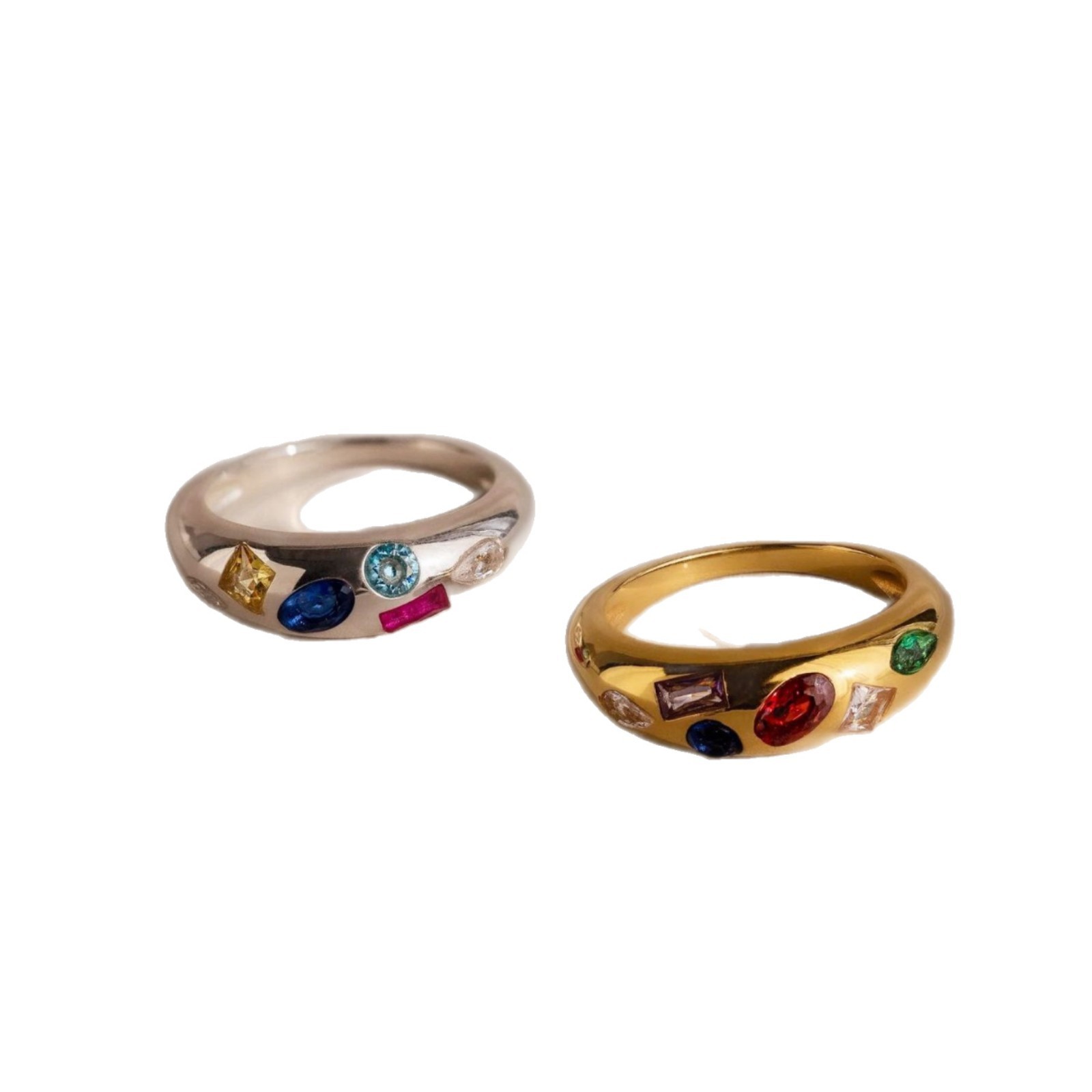 Geometric Irregular Design Dense Color Zircon Ring Advanced Design  Fashion Cool Trendy Manufacturer Batch