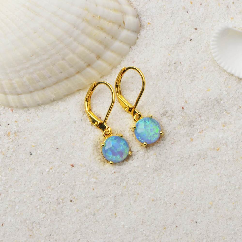 Simple Round Opal Earrings TikTok Ins  Style Jewelry Accessories Copper Material Holiday Style