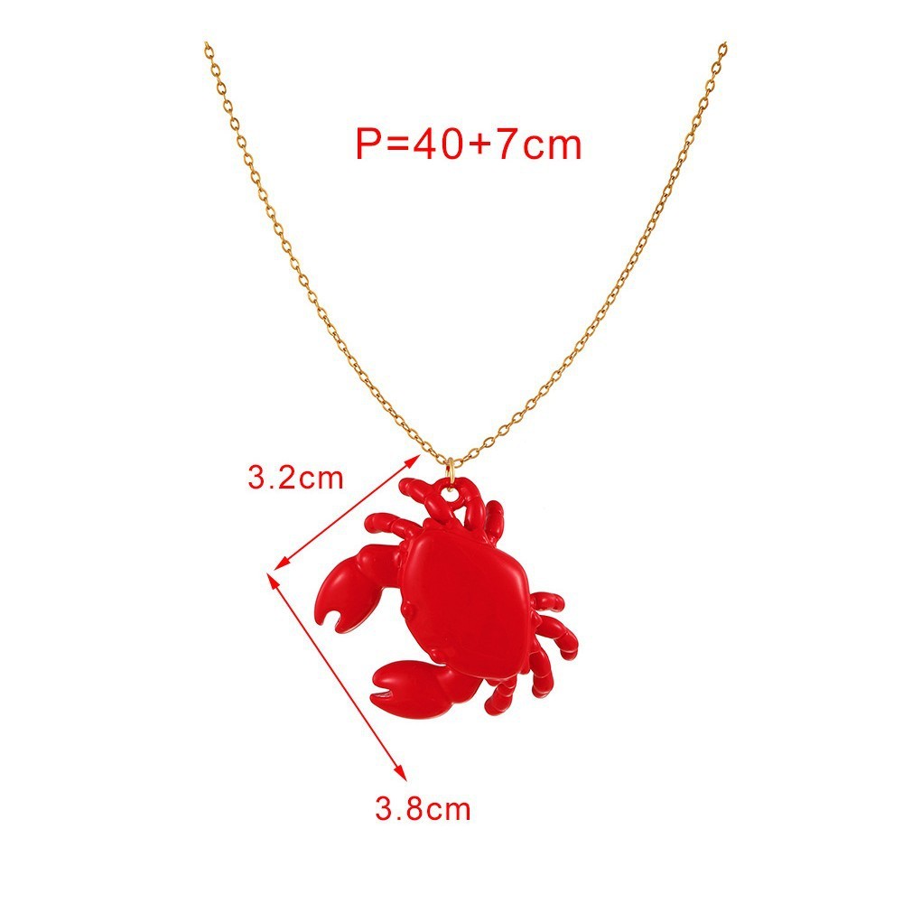 Creative Titanium Steel Crab Pendant Necklace Personality  Design Cute Animal Zodiac Oil Drop Jewelry For Women