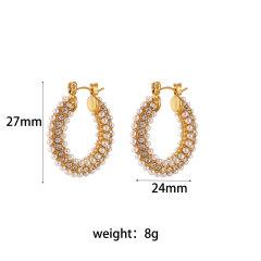 Zircon Pearl Earrings-Gold