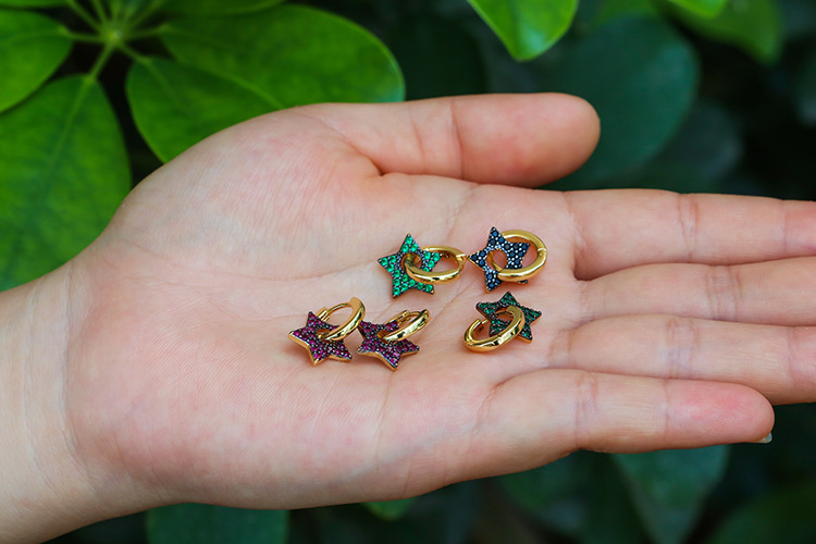 Wholesale Jewelry Five-pointed Star Diamond Copper Ear Clip Nihaojewelry