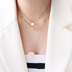 P595-Rose Three-Layer Necklace