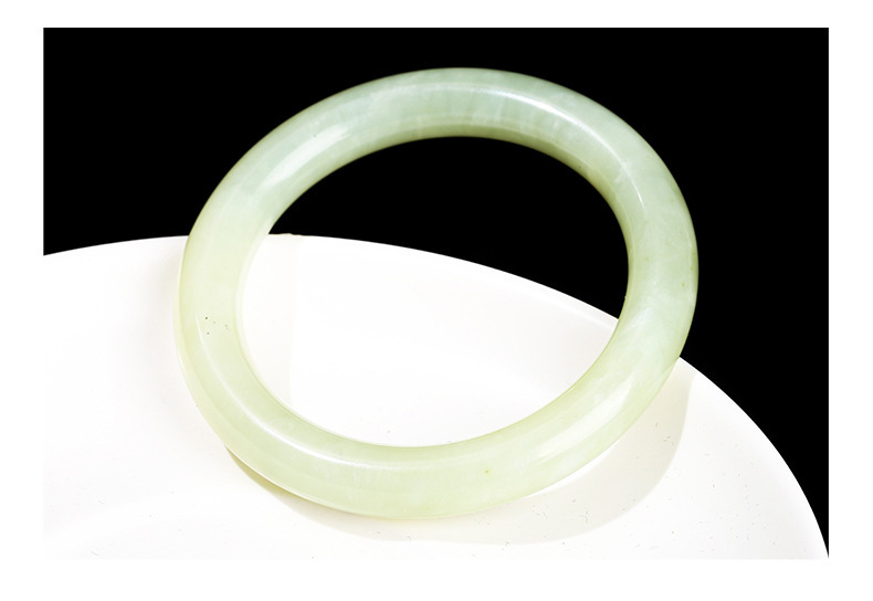 JD Jewelry Natural Underground White Jade Bracelet Round Bar Vintage Style Women's Bracelet Artistic Retro Trendy Simple Classic Style
