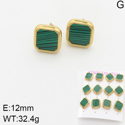 INS New  Fashion Titanium Steel Square Shell Stud Earrings Female 18K Gold Stainless Steel Shell Element Earrings Earrings Niche Design High Earrings