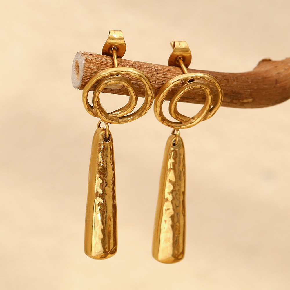 PVD Coated Real Gold Plated Solid Color 304 Stainless Steel Vacation Classic Style Waterproof Non Tarnish Drop Earrings