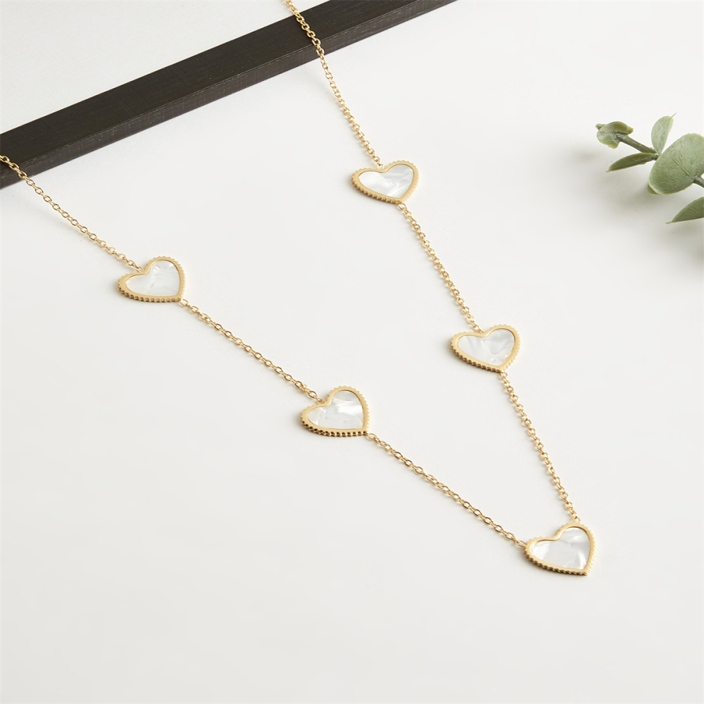 302 Stainless Steel Heart Shape Electroplating Golden Plated Elegant Luxurious Sweet Cable Chain Jewelry Set