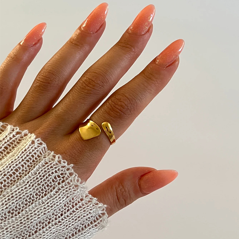 304 Stainless Steel Solid Color PVD Coated Real Gold Plated Simple Style Classic Style Waterproof Non Tarnish Surgical Steel Plating Gold Open Rings