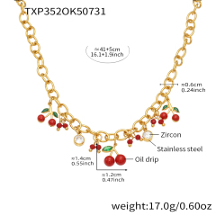 TXP352-Golden Cherry Necklace 41+5cm