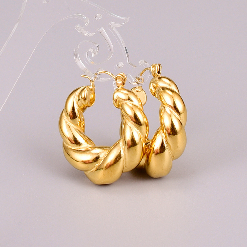 PVD Coated Real Gold Plated 18K Gold Heart 304 Stainless Steel Titanium Steel Fashion Waterproof Non Tarnish Earrings