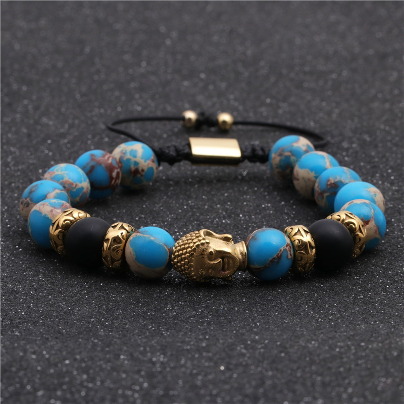 Fashion Bracelets Stainless Steel Woven Adjustable Buddha Head Bracelet
