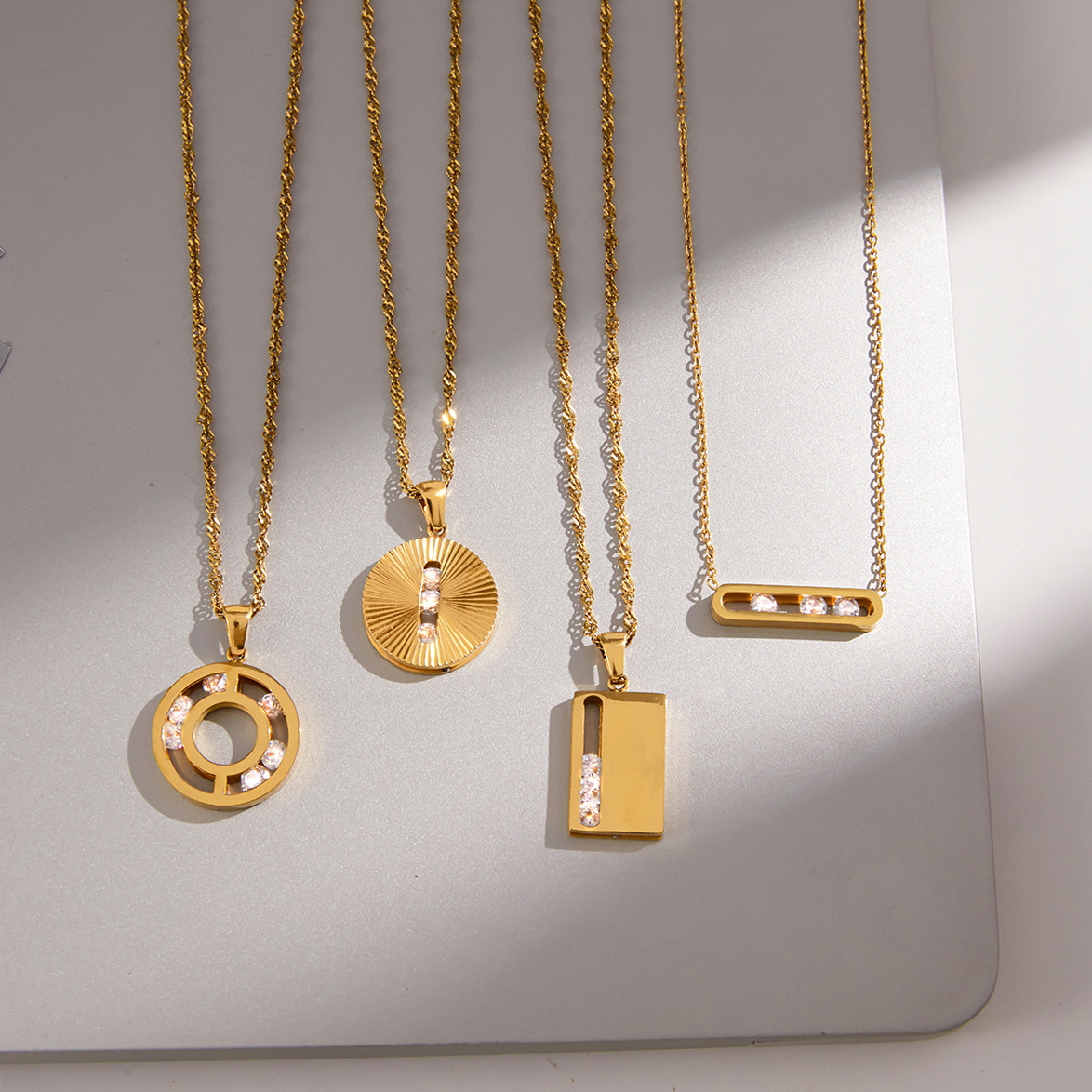 304 Stainless Steel Movable Zircon Vacuum Electroplating (In Furnace) Necklace Accessories For Women Autumn Winter Sweater Chain  Hot-Selling Titanium Steel Jewelry