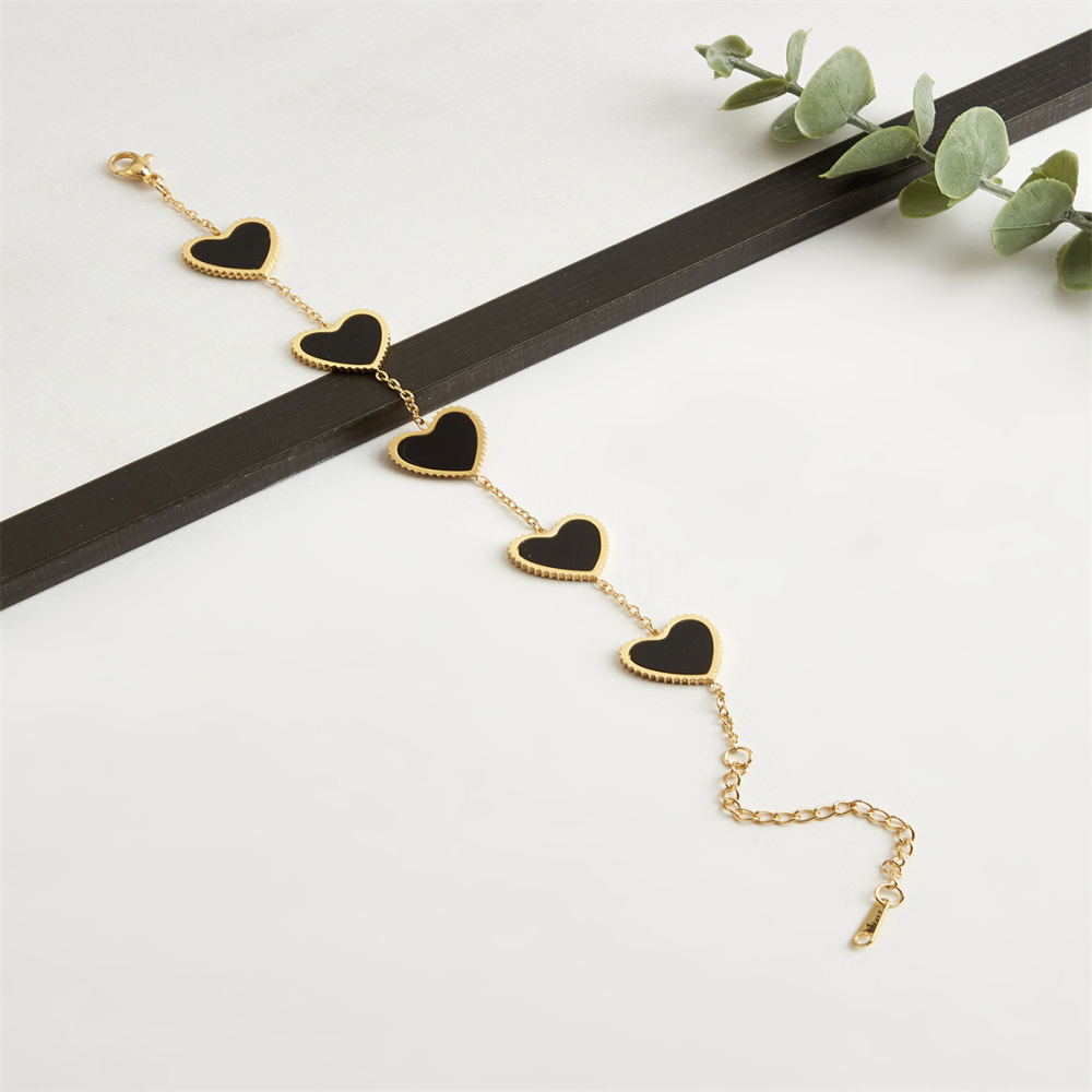 302 Stainless Steel Heart Shape Electroplating Golden Plated Casual Elegant Cable Chain Jewelry Set