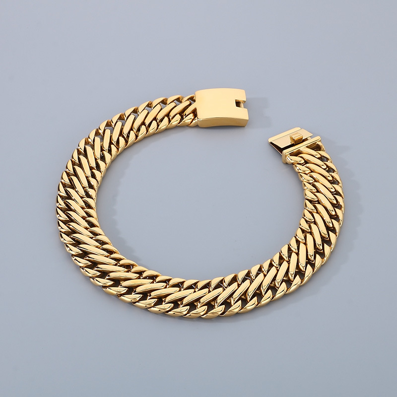 Stainless Steel Bracelet Cuban Chain Men's Necklace Solid Color Titanium Steel Handmade Woven Jewelry
